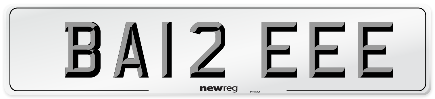 BA12 EEE Number Plate from New Reg